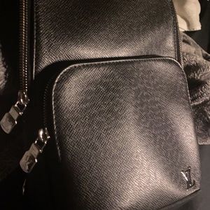 LV black leather bag